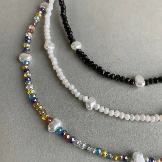 툭! 청순하고 상큼한 천연진주 비즈 목걸이 3컬러