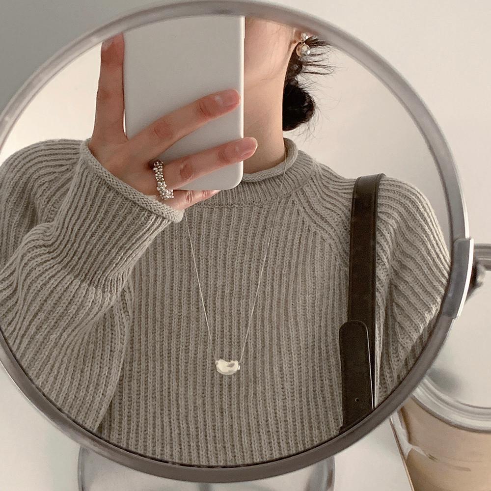 멀린 겨울 래글런 루즈핏 울 니트 (그레이지)