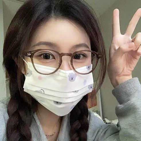Rakumin 여성 TR소재 블루라이트차단안경 얼굴형에맞는 패션 안경 안경테, 브라운
