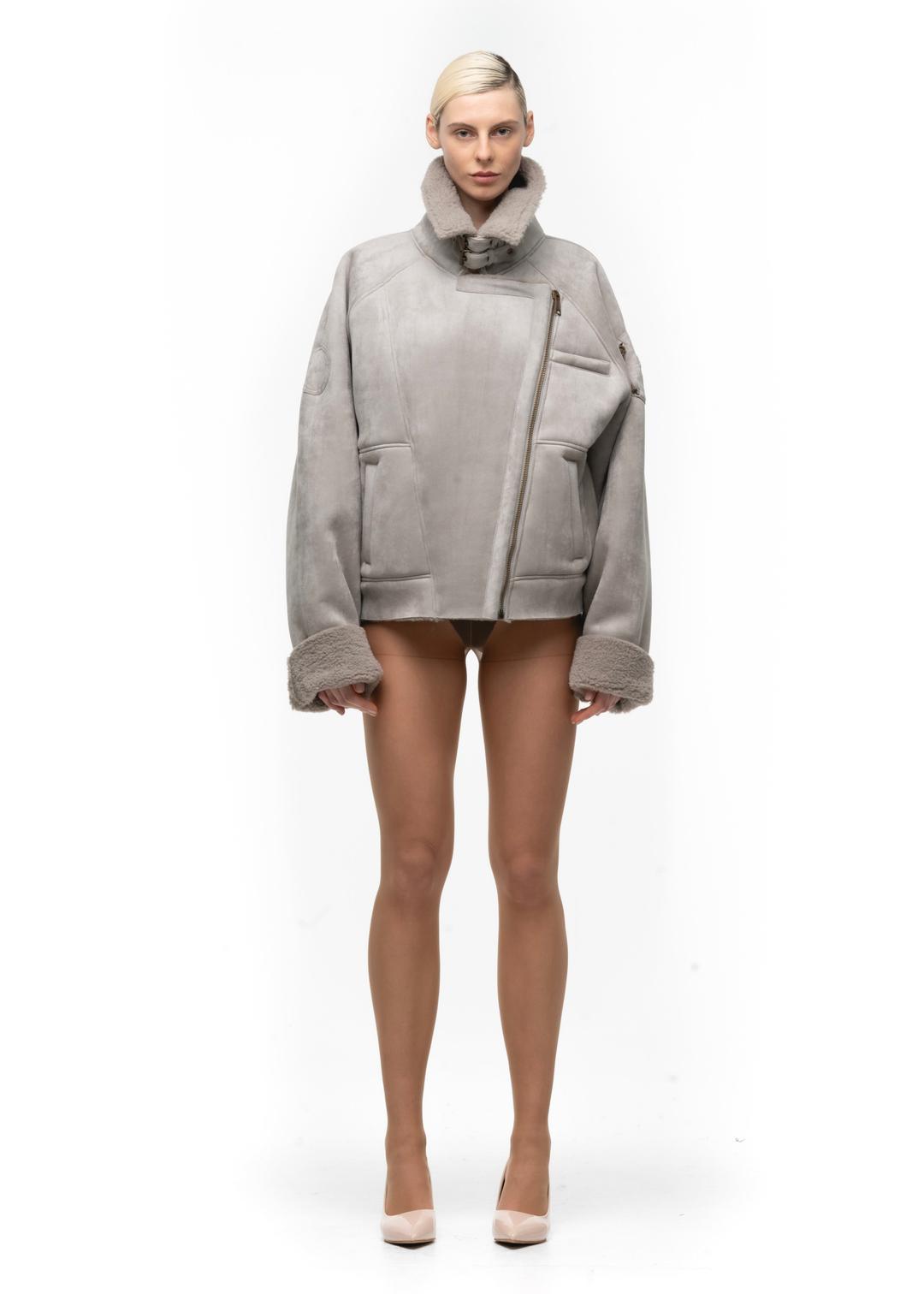 HEAVY FLIGHT SHEARLING JACKET GREY WOMEN'S CUT - MEDIUM