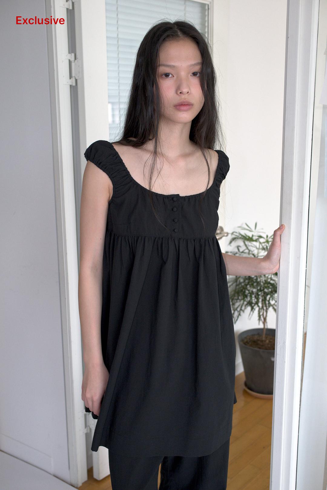 COTTON BABY DOLL DRESS_BLACK