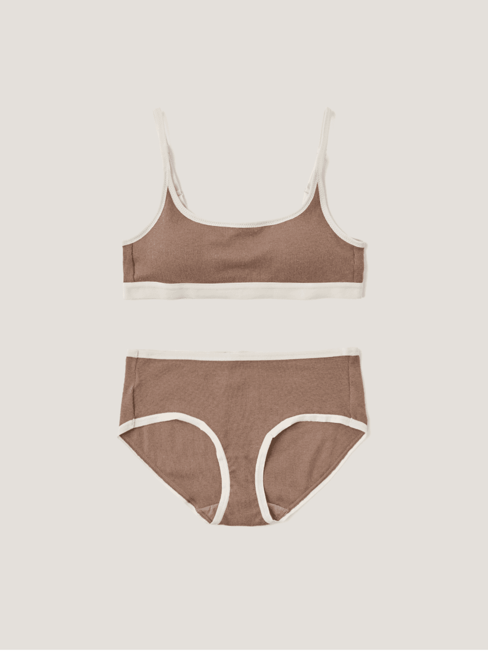 (set) Square ribbed modal bra & panties in Marron_스퀘어 리브드 모달 브라&팬티 마롱