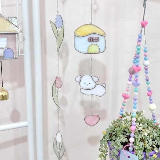 스테인드글라스 강아지 고양이 썬캐쳐 모빌