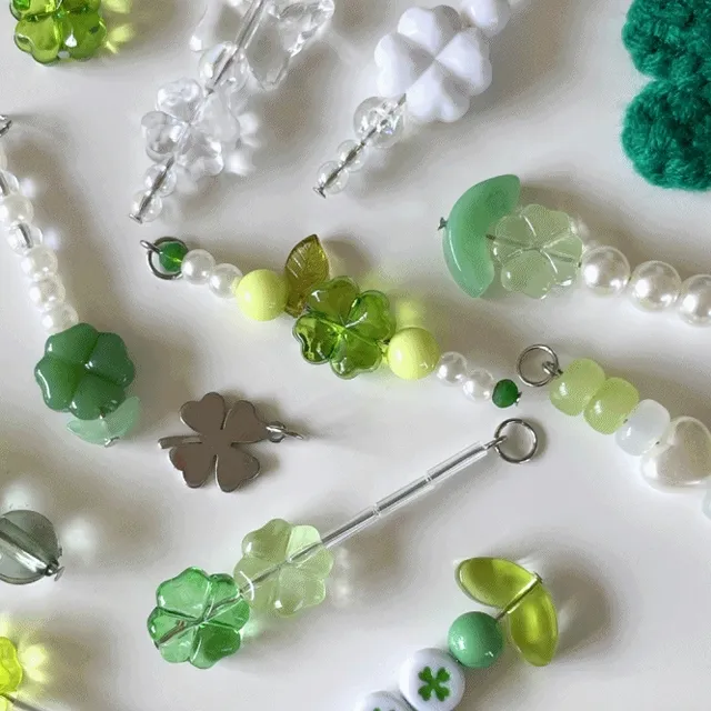 (1+1할인) 네잎클로버 비즈 원석 키링 (20type)
