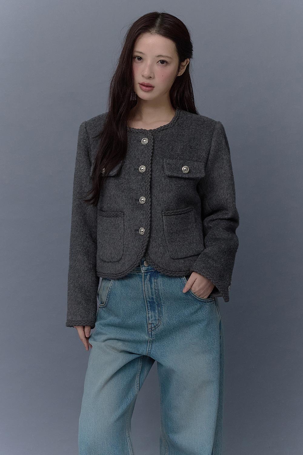 [PRE-ORDER] [ITALY BUTTON]ALPACA BINDING TWEED JACKET_TT5W004GY
