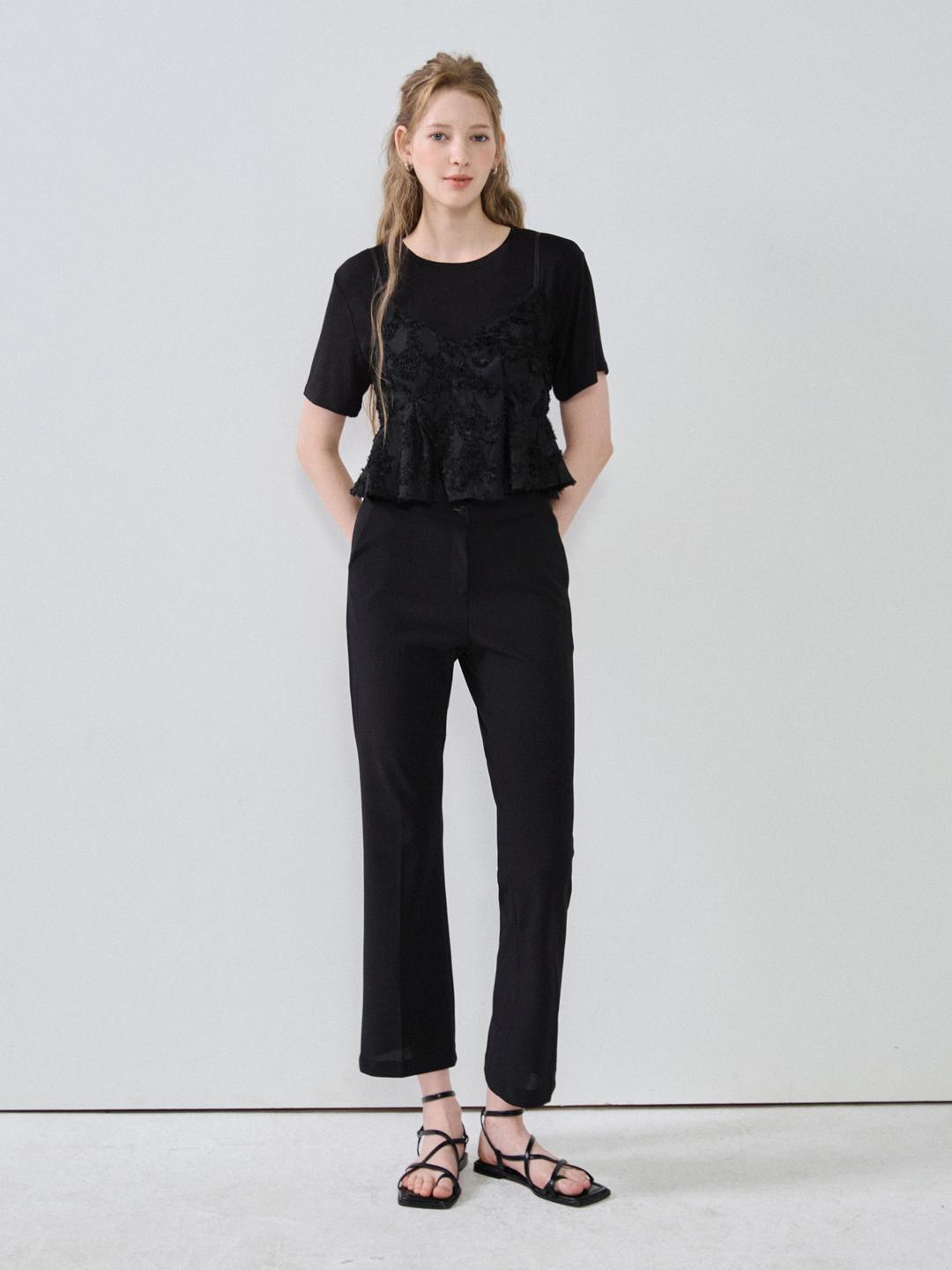 더틸버리 스판 밴딩 슬림 부츠컷 팬츠 (BLACK) TR7N0SLD2W