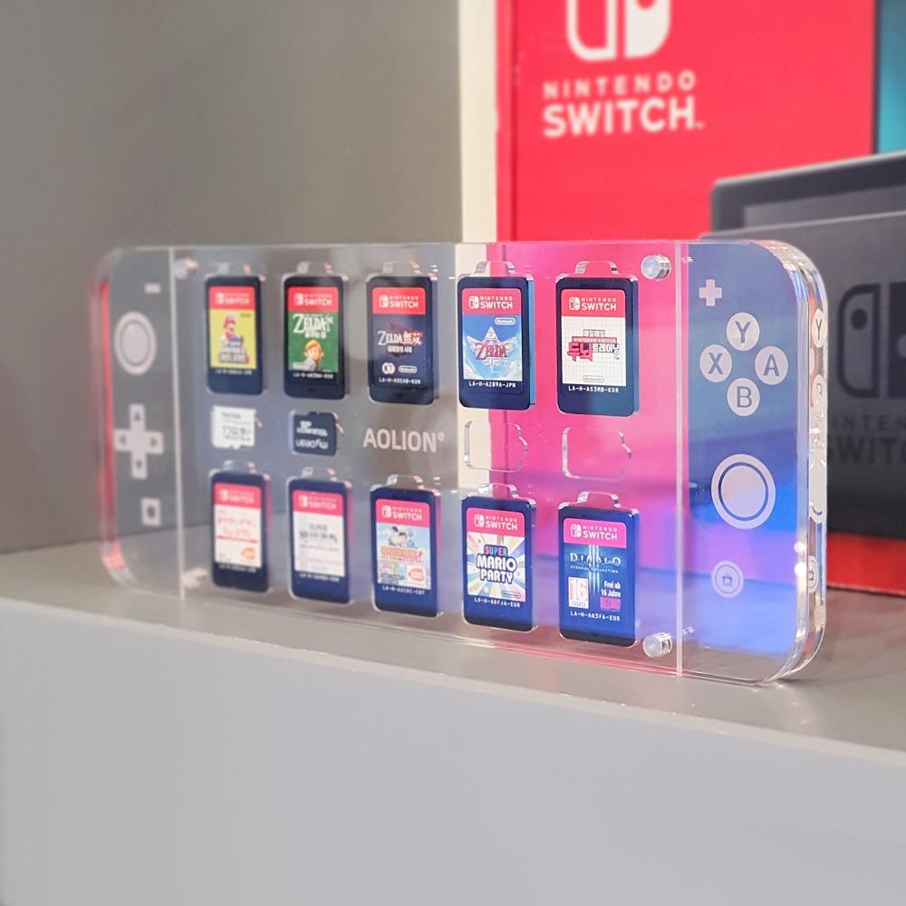 닌텐도 스위치 oled 사각 게임 모양 칩 팩 카드 보관 아크릴 투명 장식 카트리지 커버 케이스