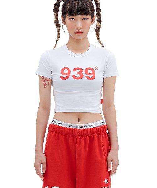 939 LOGO CROP TOP (WHITE)