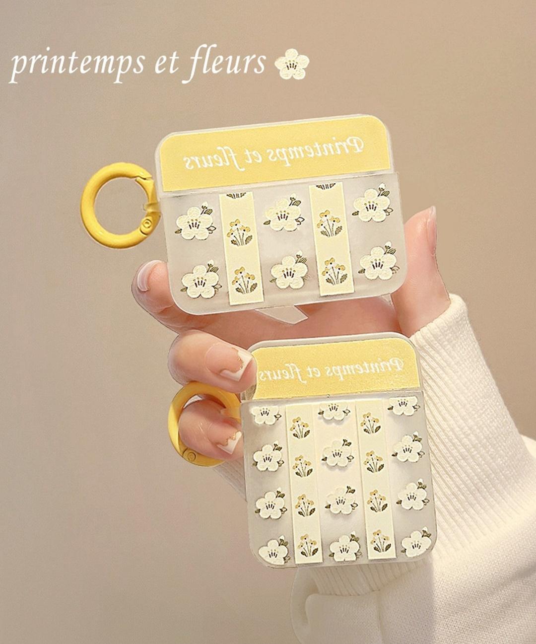 신상🌼당일출고🌼 귀여운 옐로우 플라워 에어팟케이스 반투명 생일 선물 꽃 키링 철가루방지 스티커 ( 에어팟1 2 3 프로 )