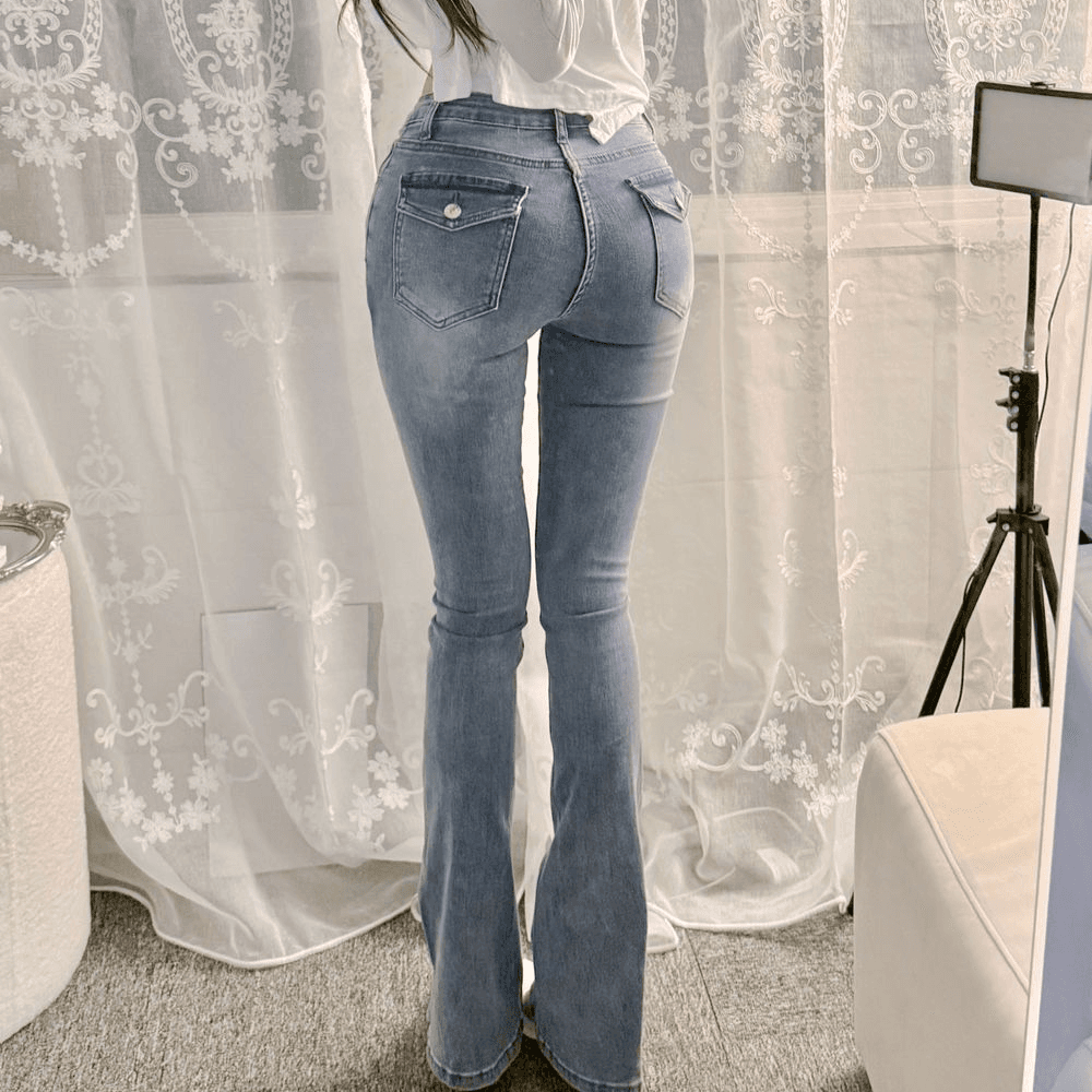 쉐입아워 0.3CM 골반패드 백포켓 반하이 데님 부츠컷팬츠 청바지 부츠컷청바지 골반뽕청바지