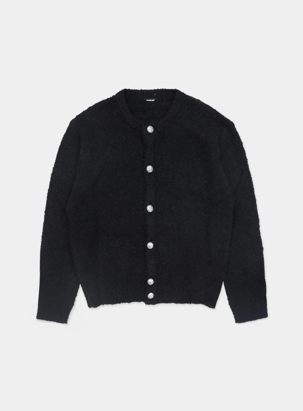 [w-cdg23-038] 부클 크루넥 가디건 - 블랙 (유니섹스)