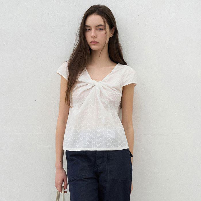 [2차] Bian Floral Cross Blouse (White)