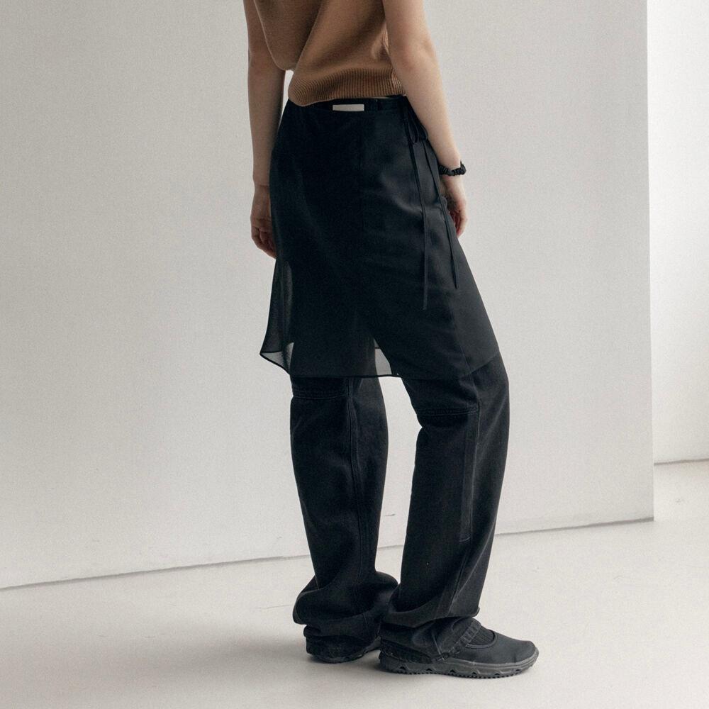 SHEER LAYERED SKIRT - BLACK