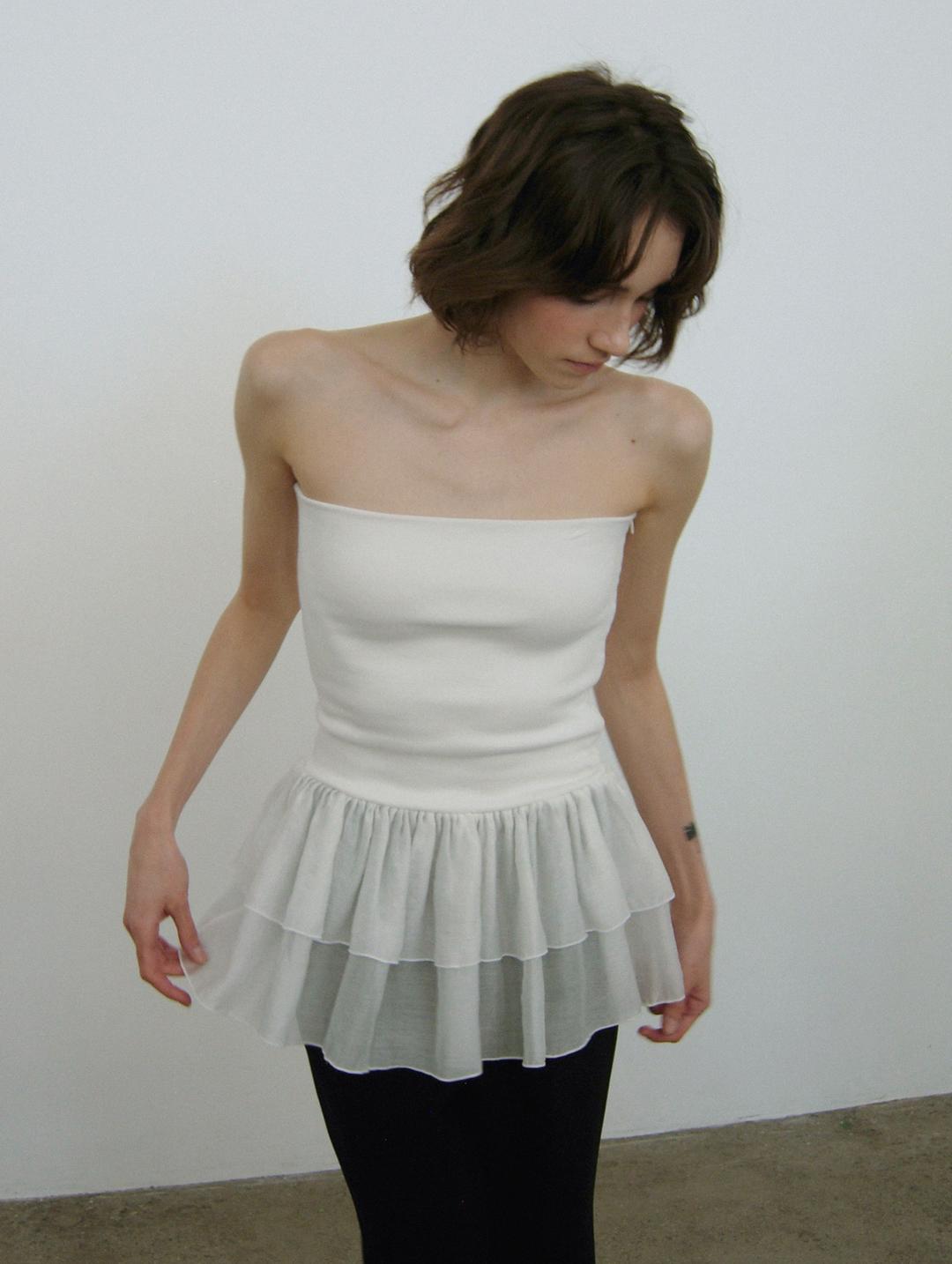CABINET FRILL TUBE TOP - IVORY