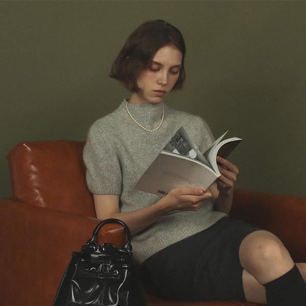 Leather ribbon string mini backpack _ Black