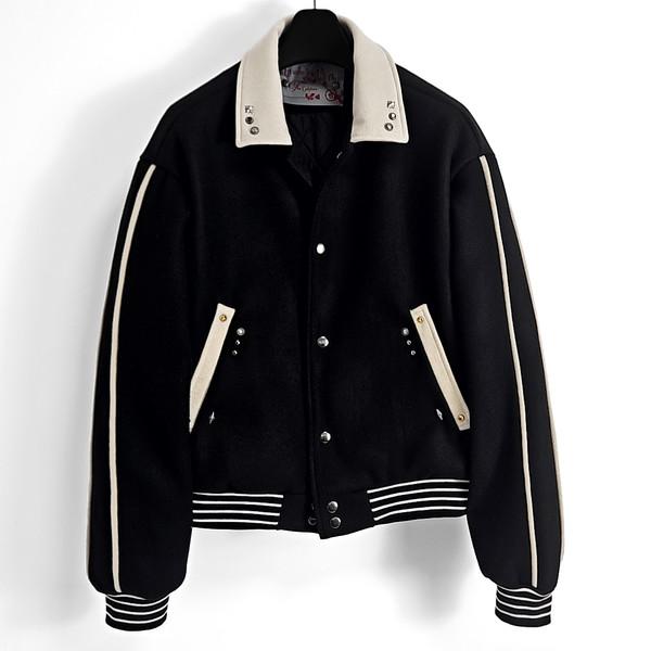 Lika line padded varsity jacket ver.2 (black)