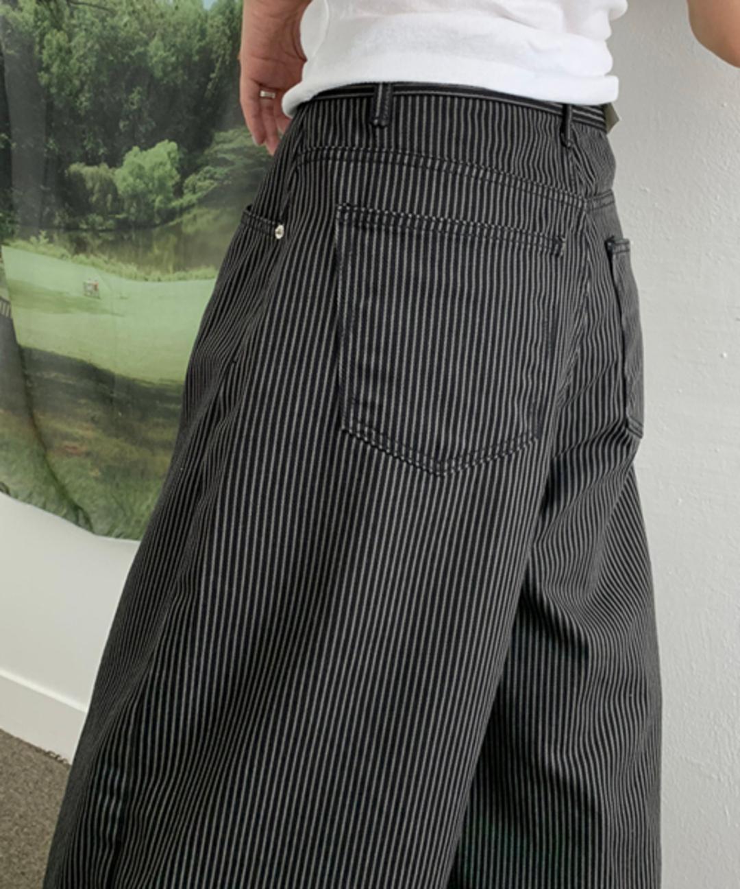 러브앤드팝 히빠우 스트라이프 벌룬 와이드팬츠