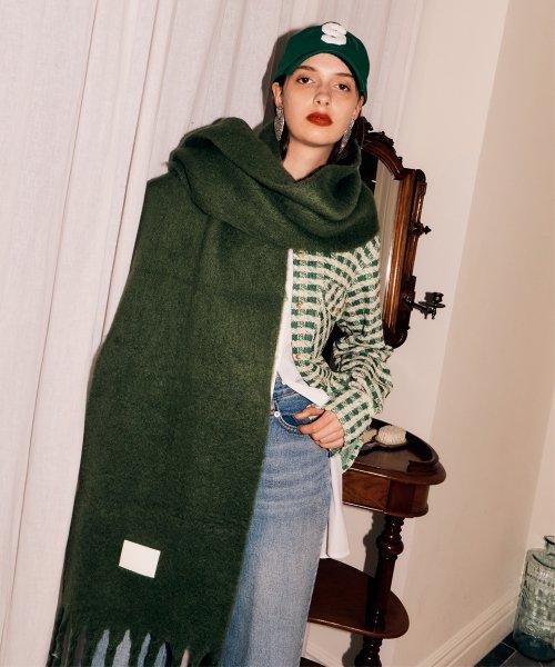 Wide long muffler (KHAKI GREEN)