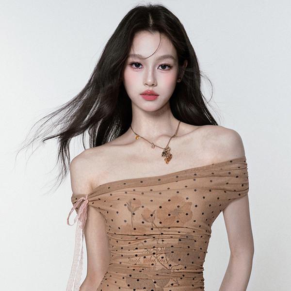 Misty Rose Mesh Dot Top