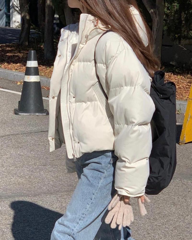 버베인 어반 후디 구스다운 숏 패딩 코튼 거위털100 집업 점퍼