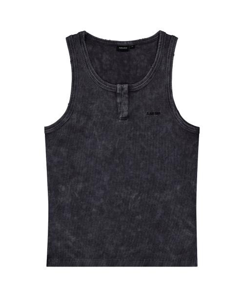 Vintage Washed Slit Sleeveless (Dark Blue)
