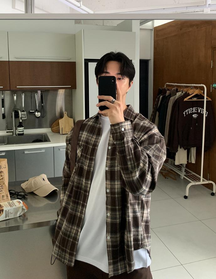 룩 헤이즐 캐스미 오버핏 체크 셔츠