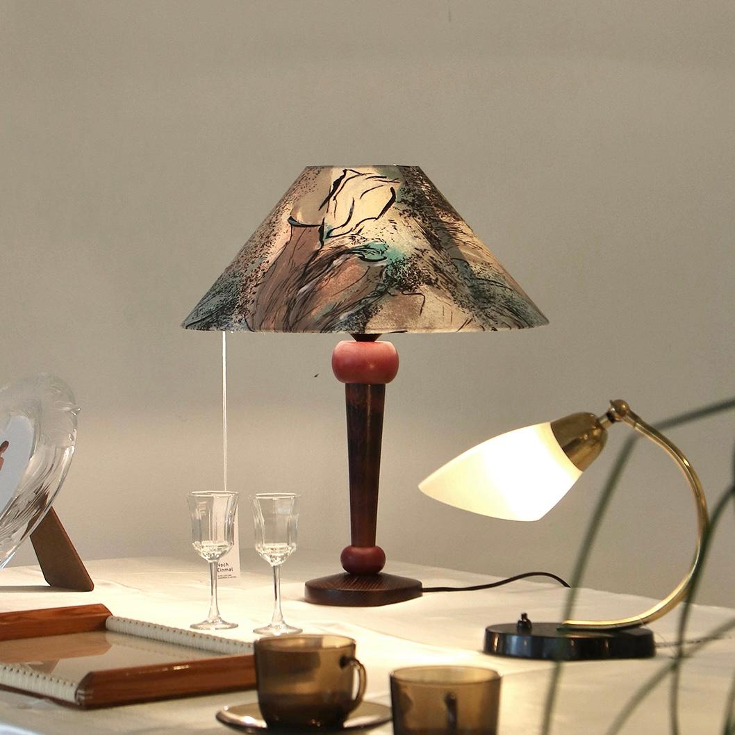 1970s Marbach Leuchten Pupple Wood Table Lamp