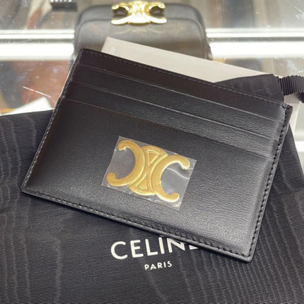 셀린느 트리오페 샤이니 카프스킨 카드 지갑 트리옹프 카드 홀더 10L833DPV