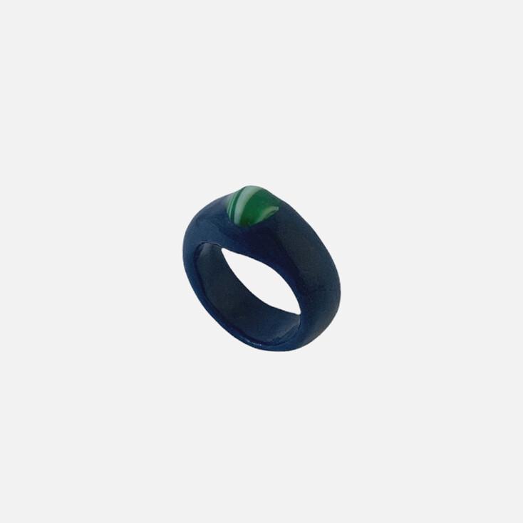 marble gemstone ring_ navy