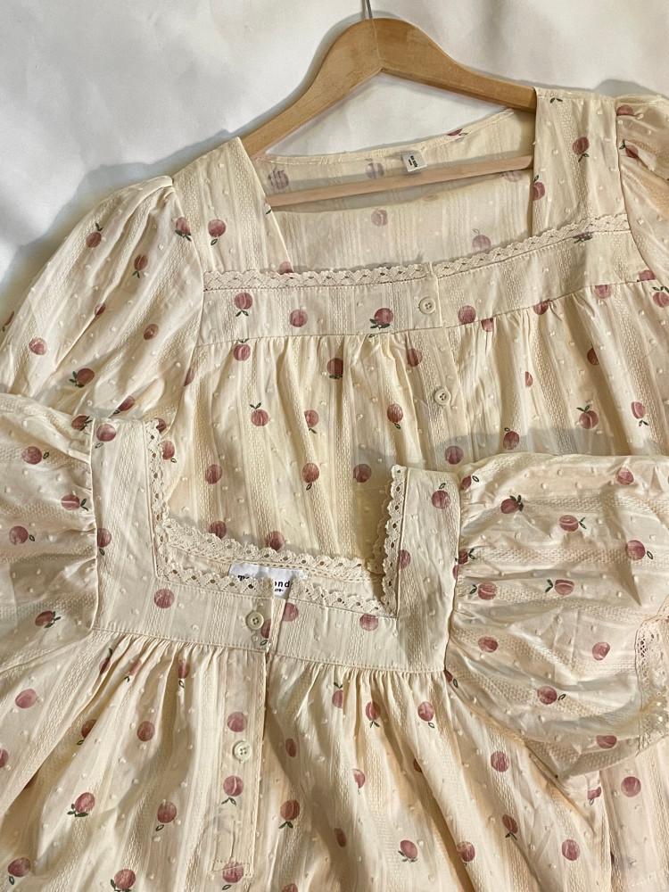 바나나 피치 원피스 반팔  잠옷 세트 파자마파티 생일선물 홈웨어