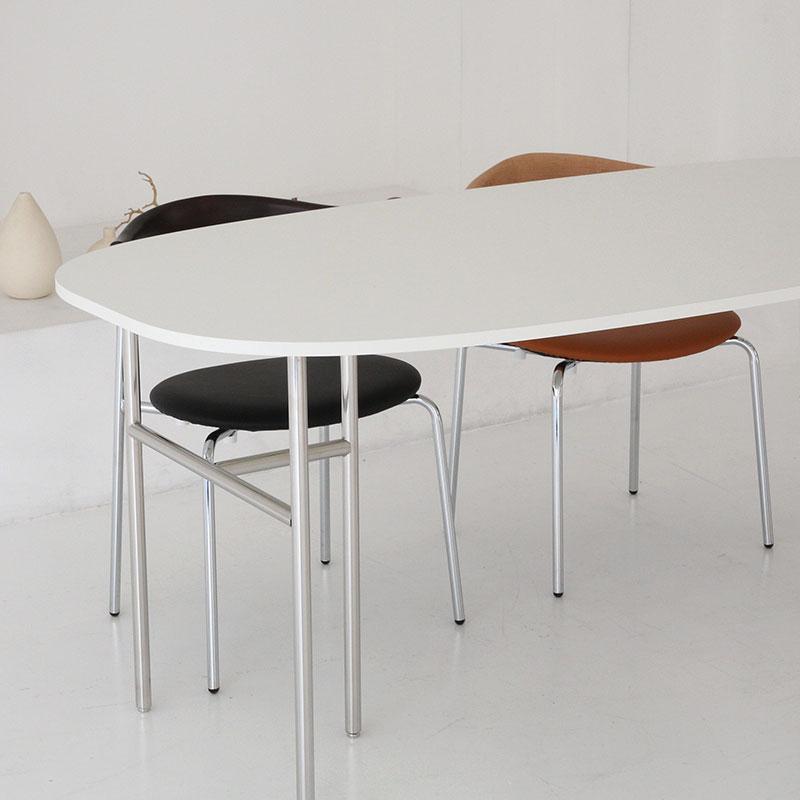 로이퍼니처랩 베델 크롬 어라운드 화이트 테이블