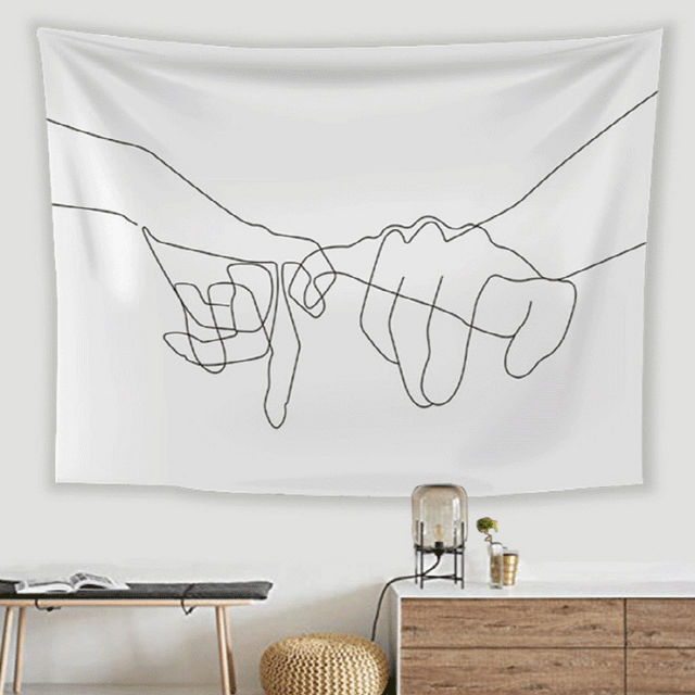 심플 드로잉 패브릭포스터 대형 태피스트리 가림막커튼