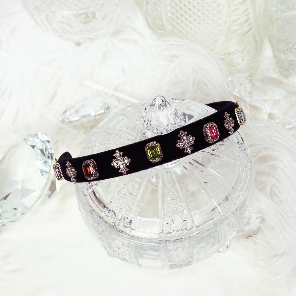 [하이퀄리티] 엔틱 멀티 스와로브스키 크리스탈 벨벳 헤어밴드 아내의 맛 이하정 머리띠