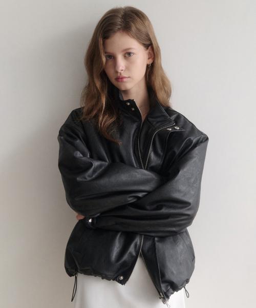 les half leather padding (블랙)