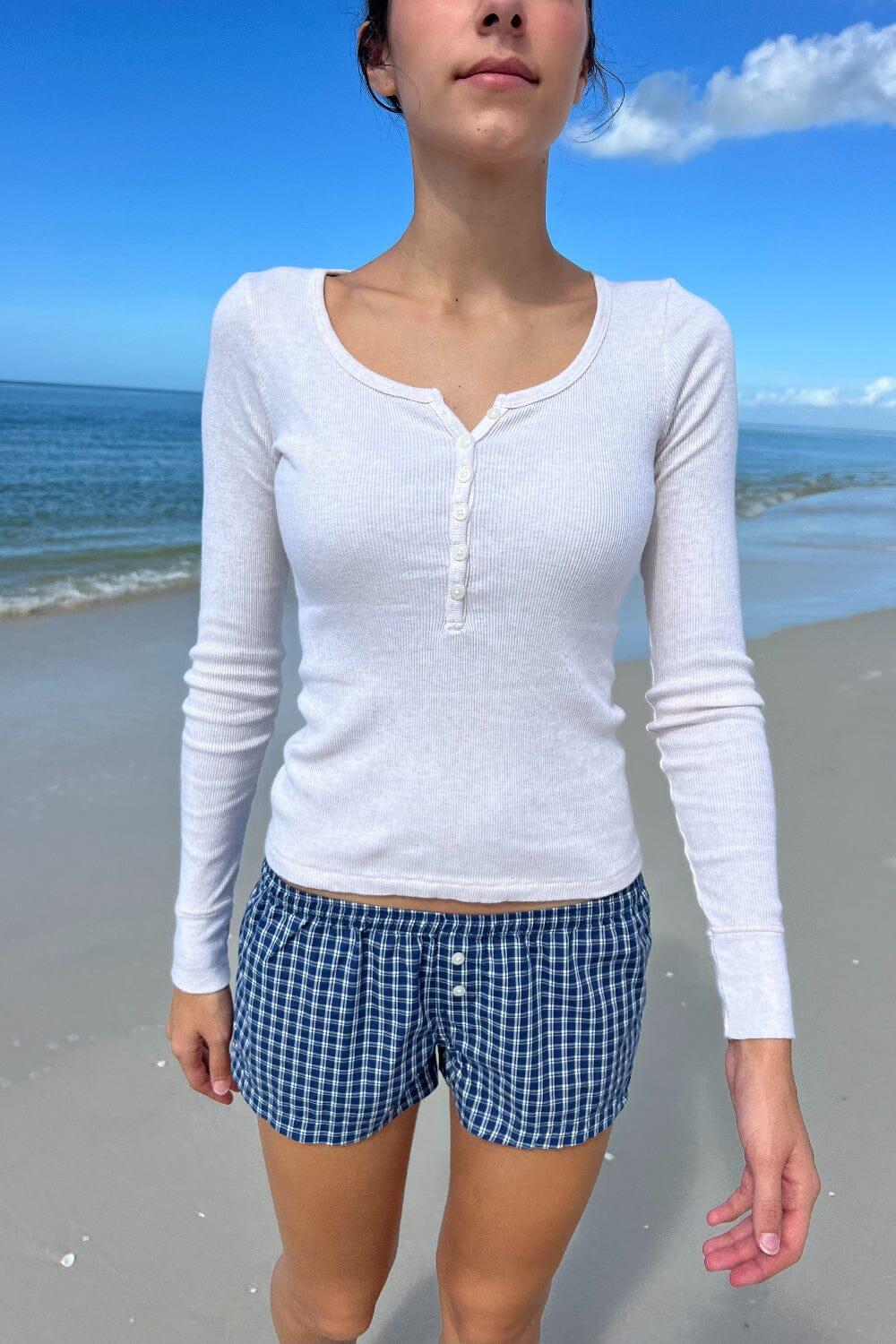 Zelly Long Sleeve Ribbed Top - White Heather / XS/S