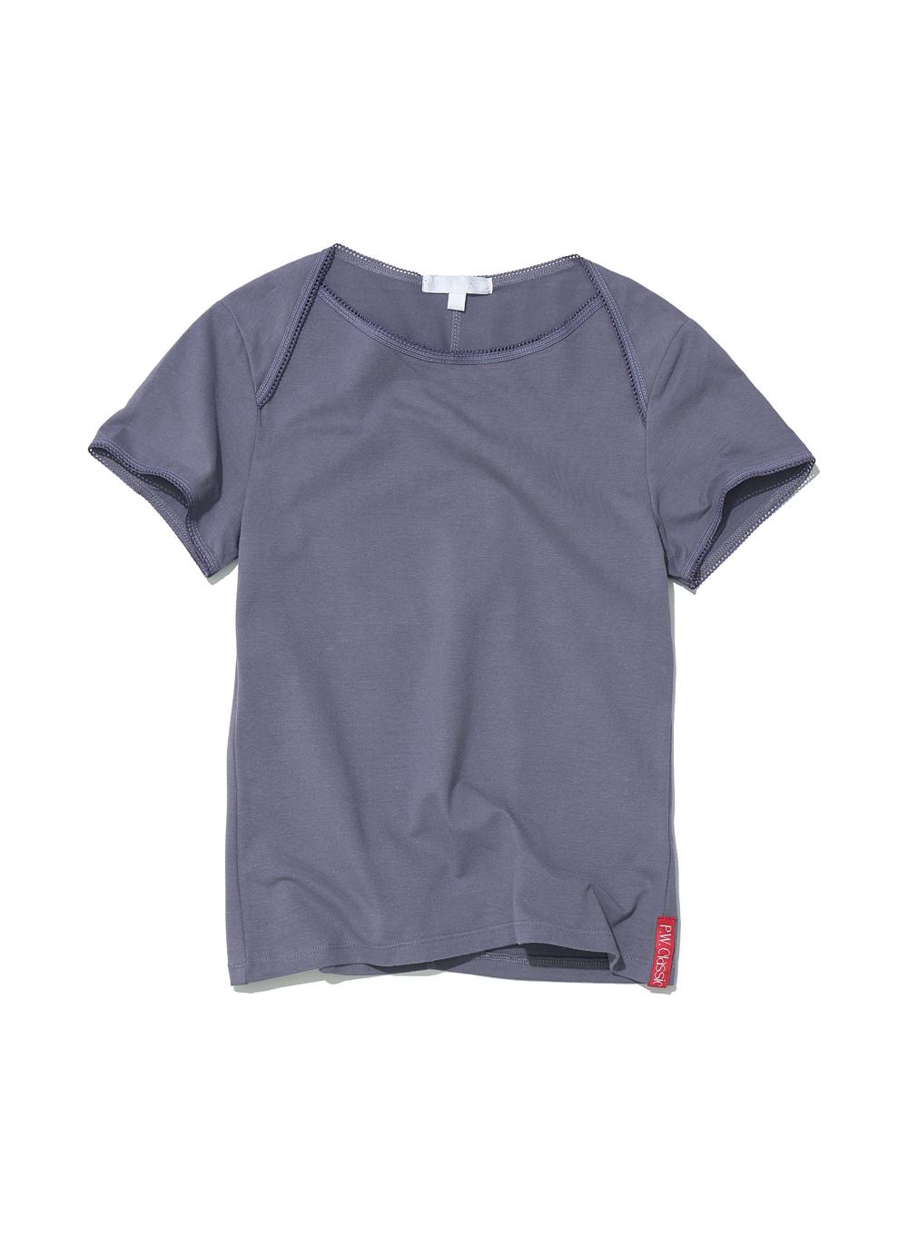 [WOMEN] PWC WRAP BOAT NECK LACE TRIM TEE_PURPLE BLUE