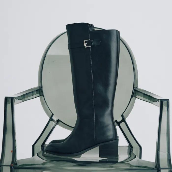 핸드메이드 카우 레더 버클 롱 부츠 I SM023