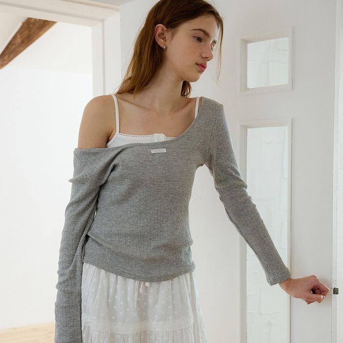 레터즈 투웨이 슬림 티셔츠 ( 그레이 )