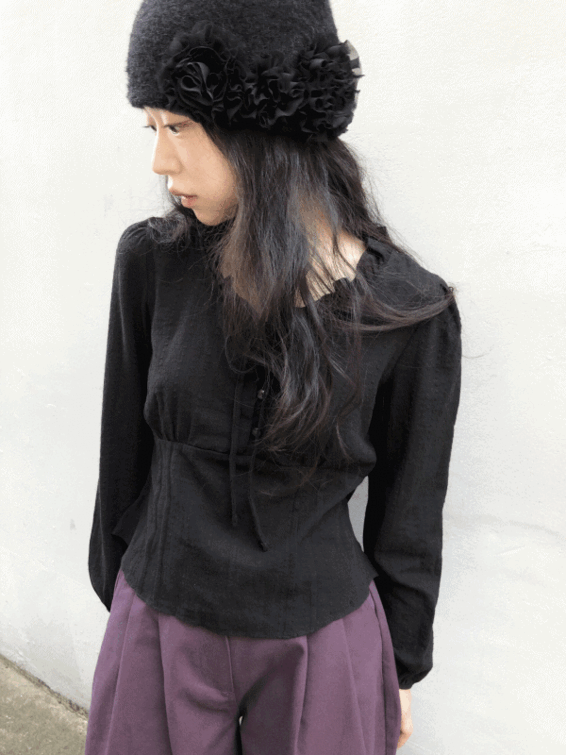 pattern frill blouse (2color) / 패턴 프릴 블라우스