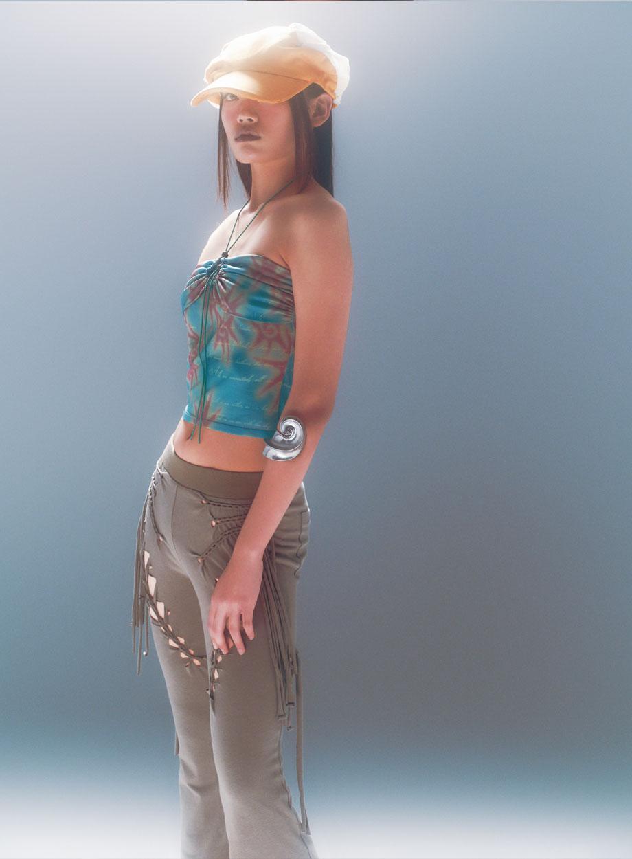 Braided jersey pants Olive