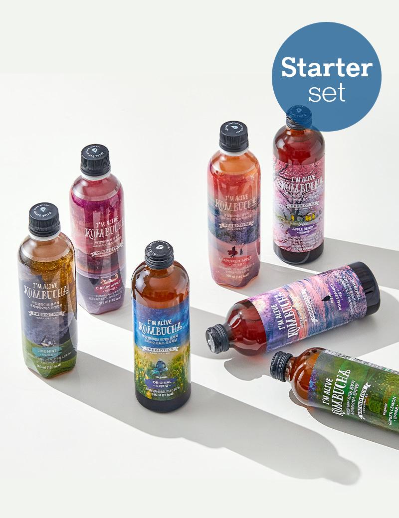 [12월무료배송]+[회원가입시 7천원 할인쿠폰 증정][스타터세트]아임얼라이브 콤부차 종합 7병 (맛별혼합set)