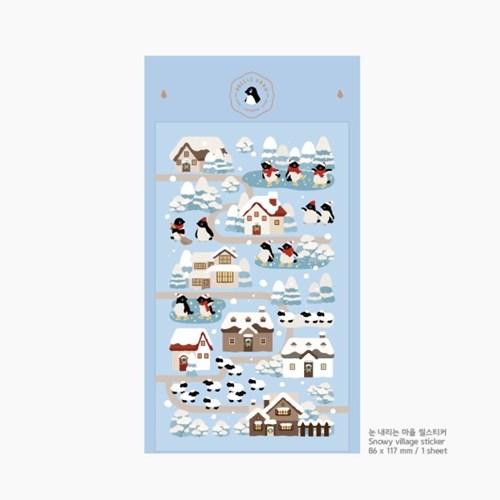 눈 내리는 마을 씰스티커