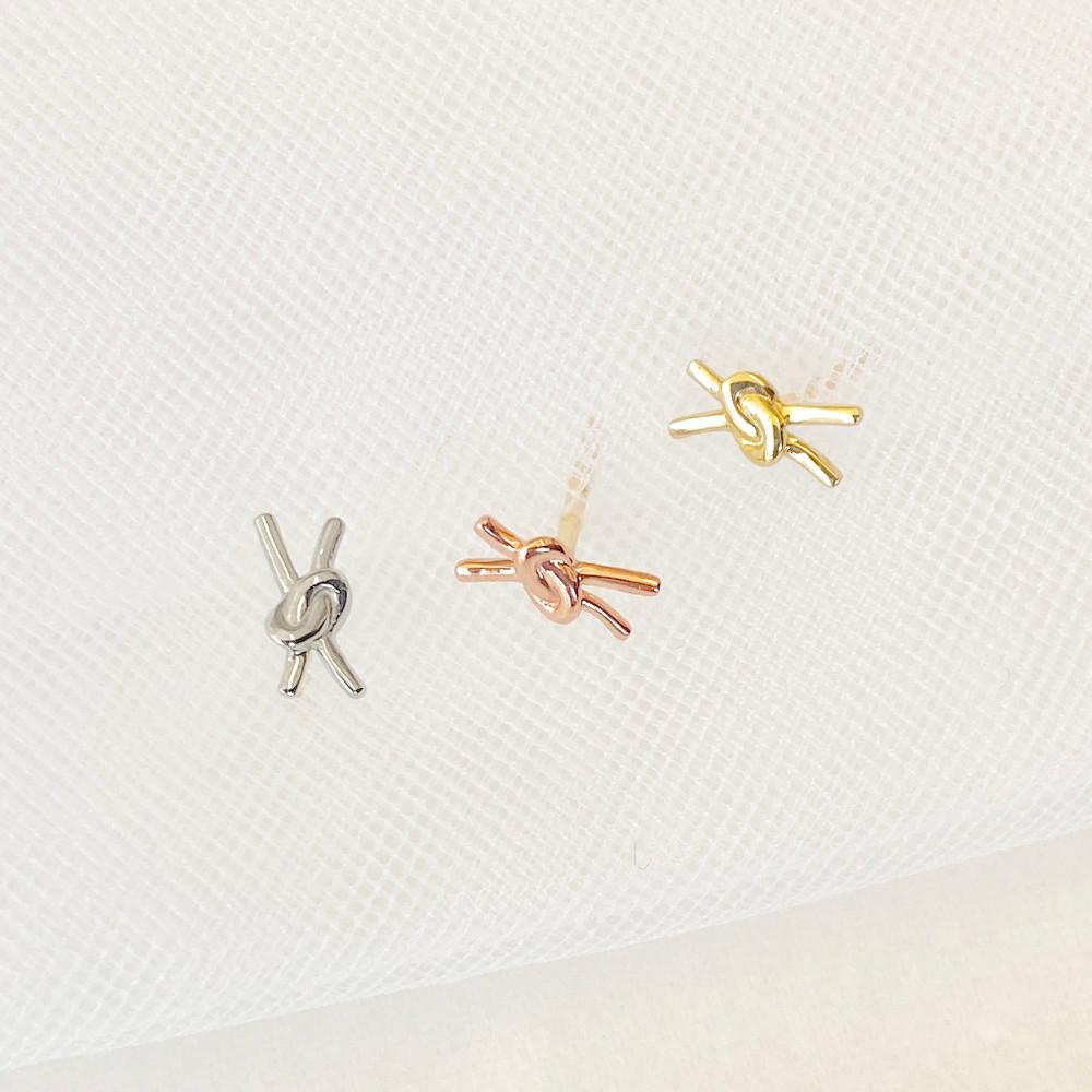 14k 매듭 프레즐 꼬임 미니 데일리 금 침 귀걸이/피어싱