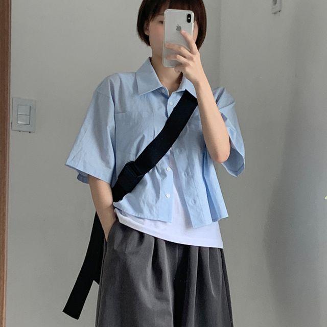 라미 포켓크롭셔츠