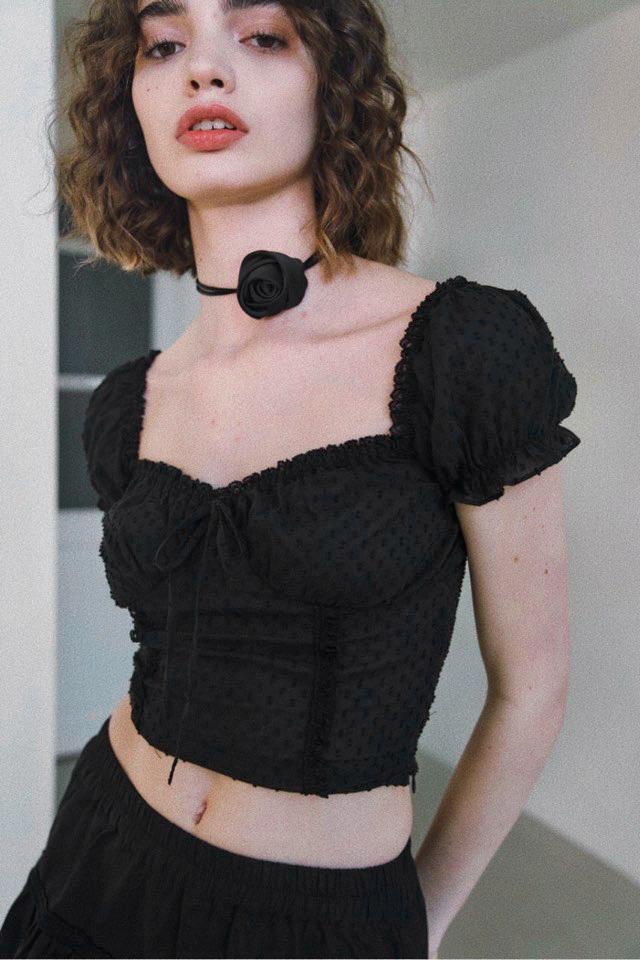 DOT RIBBON BLOUSE (BK)
