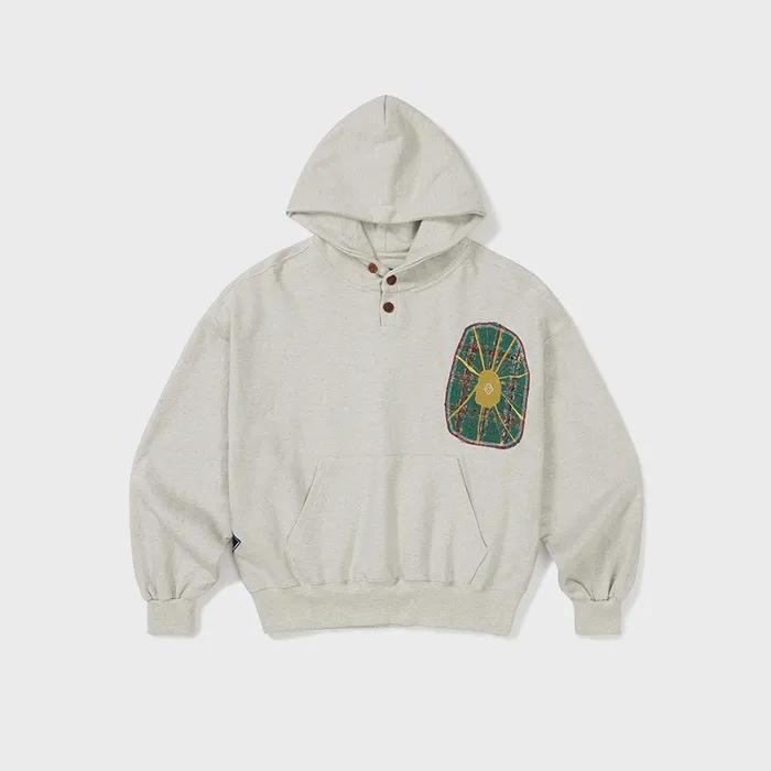 Boiling patched hoodie / Oatmeal