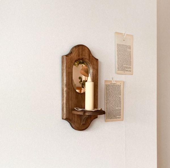 빈티지 무드의 나무 소품, 벽거울촛대