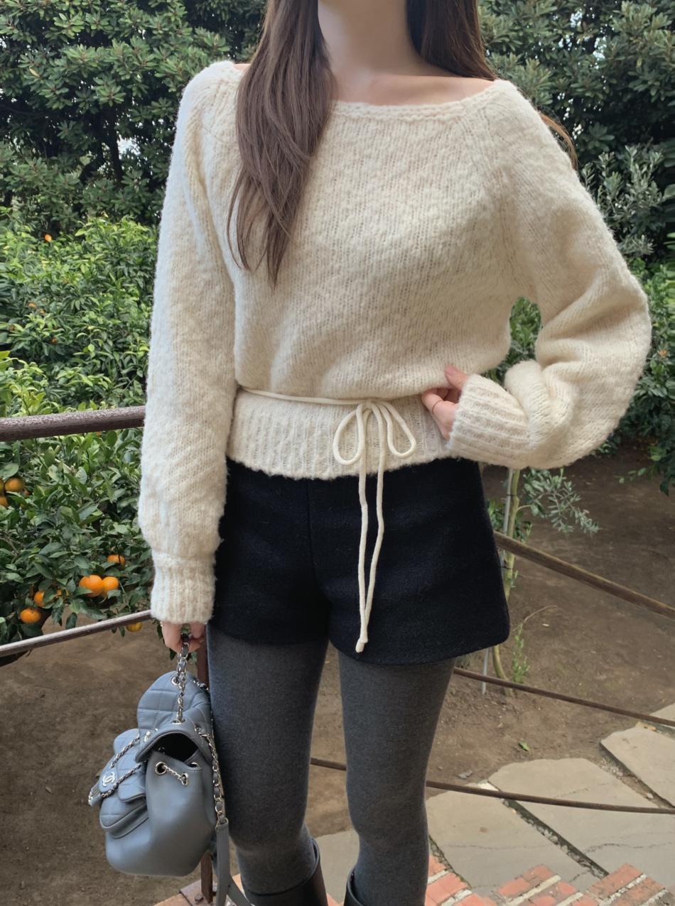 어파트오브 [단독오더] 부클 보트 스트링 니트