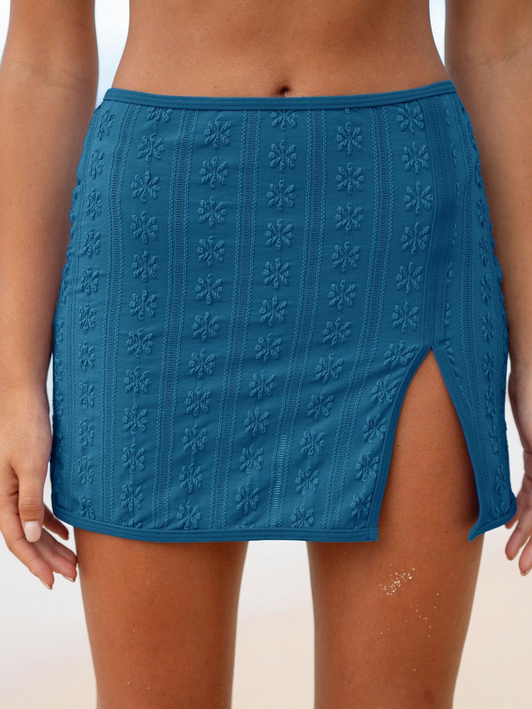 Blue Jacquard Cover-Up Skirt - Blue / XS