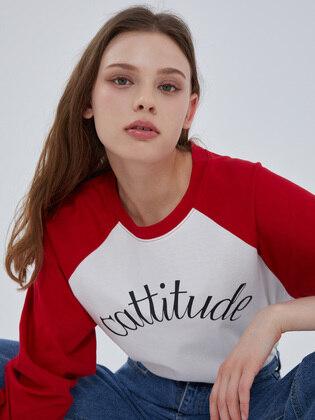 Cattitude raglan sleeve t-shirt_RD